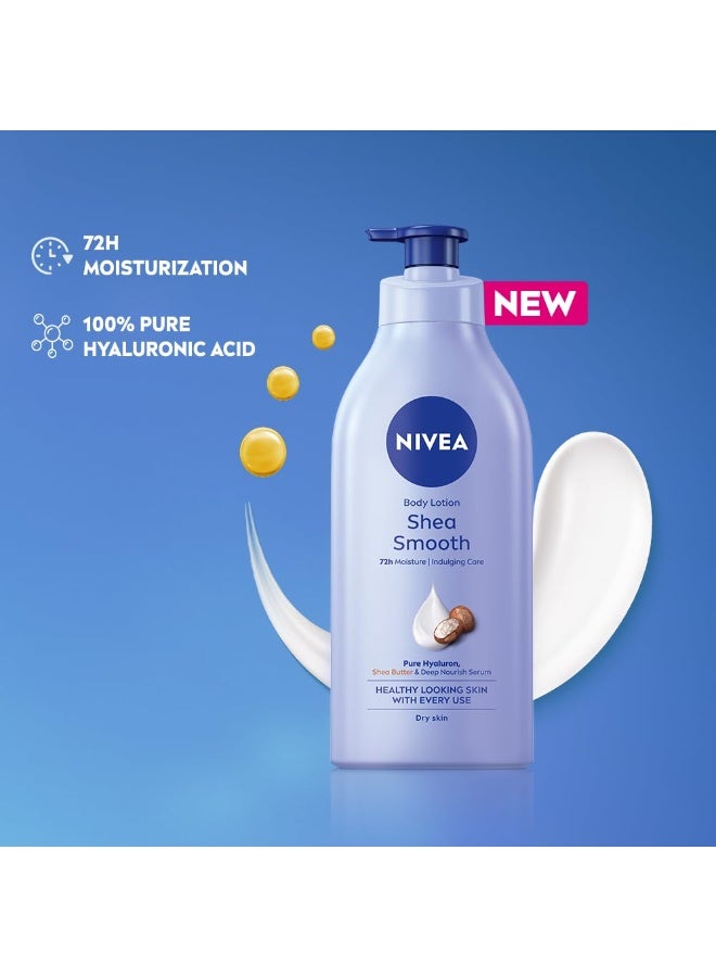 NIVEA Shea Smooth 400ml Body Lotion | 72 H Moisturization | With Deep Moisture Serum & Shea Butter | Non Greasy & Healthy Looking Skin - Image 4